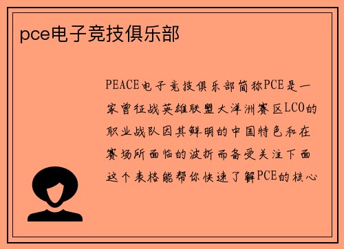 pce电子竞技俱乐部